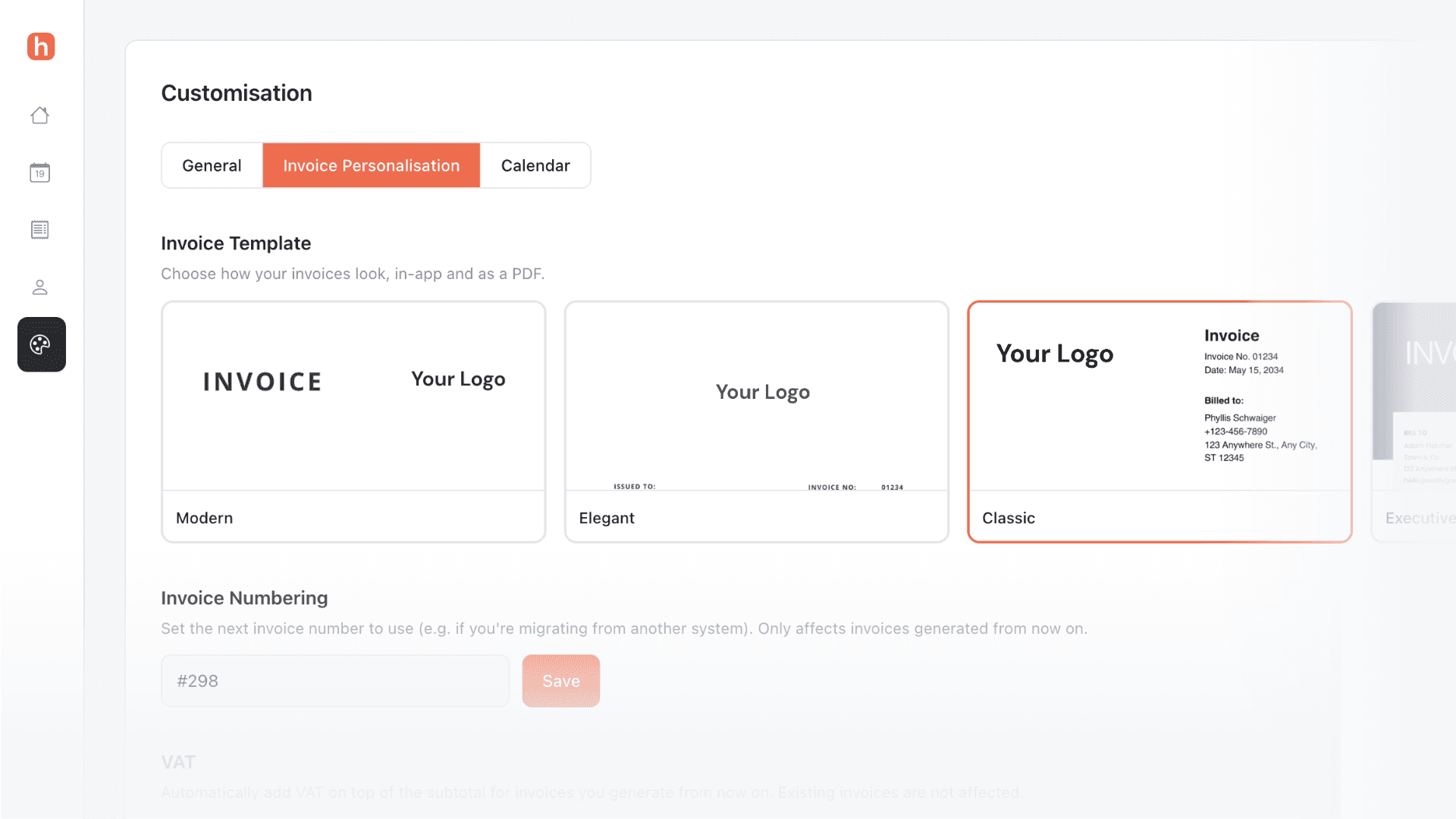 Hourlee invoice templates